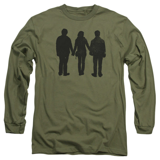 Harry Potter Three Stand Alone Mens Long Sleeve Shirt Military Green Officially Licensed