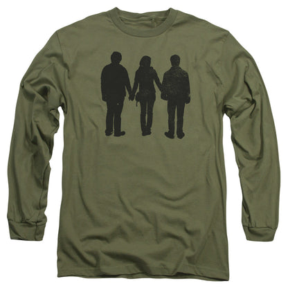 Harry Potter Three Stand Alone Mens Long Sleeve Shirt Military Green Officially Licensed