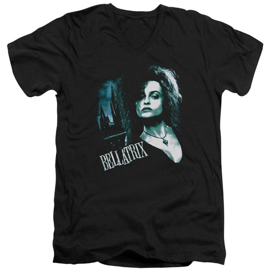 Harry Potter Bellatrix Closeup Mens Slim Fit V-Neck T Shirt Black