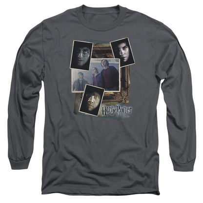 Harry Potter Trio Collage Mens Long Sleeve Shirt Charcoal Officially Licensed
