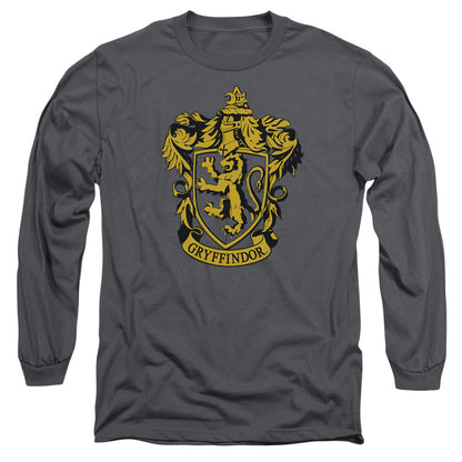 Harry Potter Gryffindor Crest Mens Long Sleeve Shirt Charcoal Officially Licensed