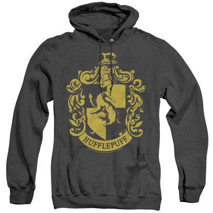Harry Potter Hufflepuff Crest Heather Mens Hoodie Black