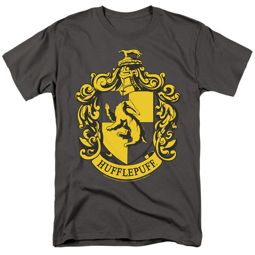 Harry Potter Hufflepuff Crest Mens T Shirt Charcoal