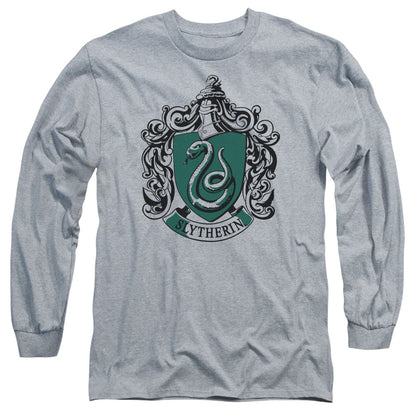 Harry Potter Slytherin Crest Mens Long Sleeve Shirt Athletic Heather Officially Licensed