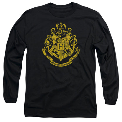 Harry Potter Hogwarts Crest Mens Long Sleeve Shirt Black Officially Licensed