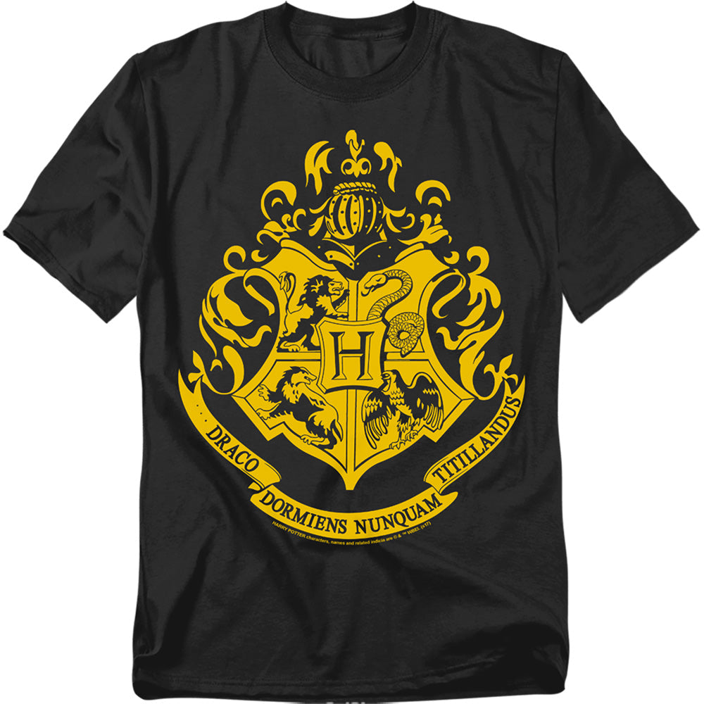Harry Potter Hogwarts Crest Mens T Shirt Black