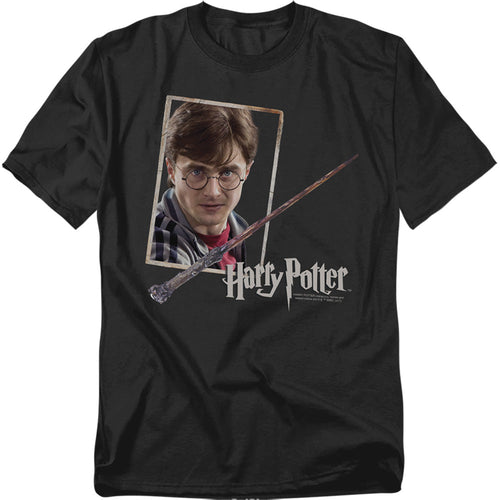 Harry Potter Harrys Wand Portrait Mens T Shirt Black