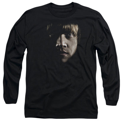 Harry Potter Ron Poster Head Mens Long Sleeve Shirt Black Officially Licensed