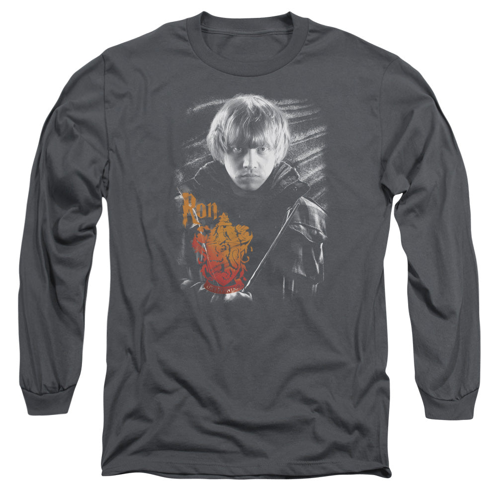 Harry Potter Ron Portrait Mens Long Sleeve Shirt Charcoal Officially Licensed