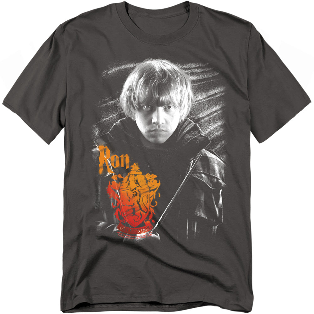 Harry Potter Ron Portrait Mens T Shirt Charcoal