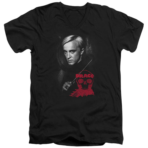 Harry Potter Draco Portrait Mens Slim Fit V-Neck T Shirt Black