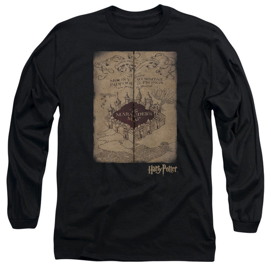 Harry Potter Marauders Map Mens Long Sleeve Shirt Black Officially Licensed