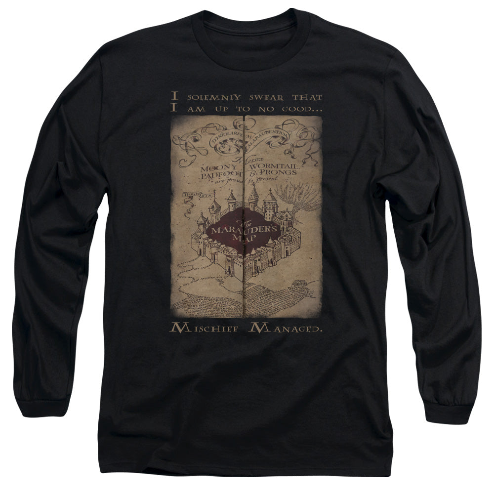 Harry Potter Marauders Map Words Mens Long Sleeve Shirt Black Officially Licensed