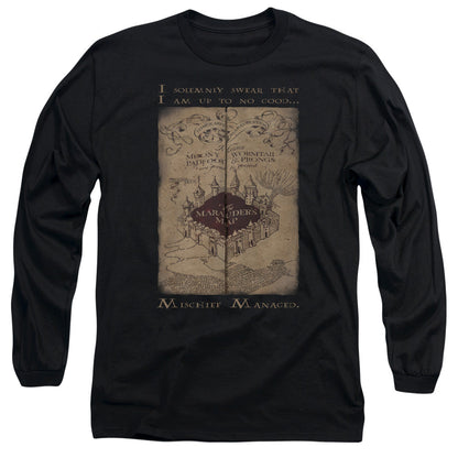 Harry Potter Marauders Map Words Mens Long Sleeve Shirt Black Officially Licensed