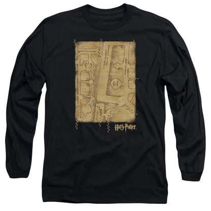 Harry Potter Marauders Map Interior Mens Long Sleeve Shirt Black Officially Licensed