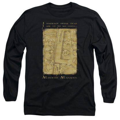 Harry Potter Marauders Map Interior Words Mens Long Sleeve Shirt Black Officially Licensed