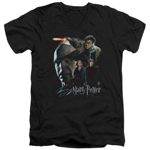 Harry Potter Final Fight Mens Slim Fit V-Neck T Shirt Black