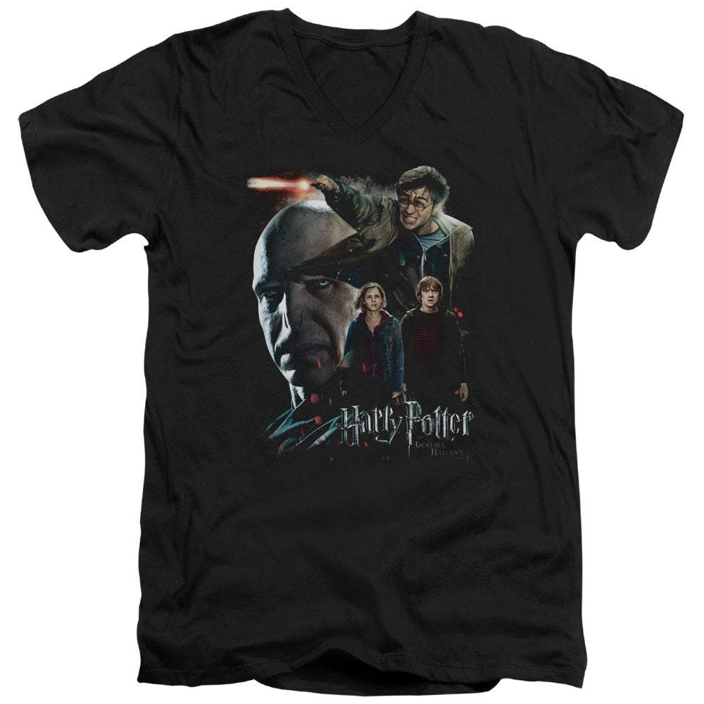 Harry Potter Final Fight Mens Slim Fit V-Neck T Shirt Black