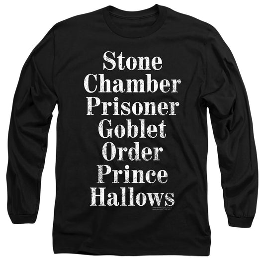 Harry Potter Titles Mens Long Sleeve Shirt Black Officially Licensed