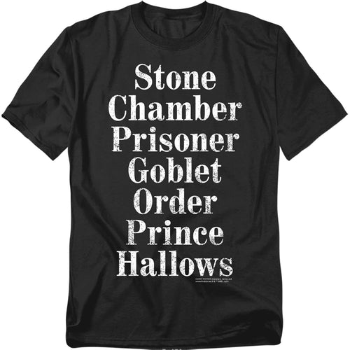 Harry Potter Titles Mens T Shirt Black