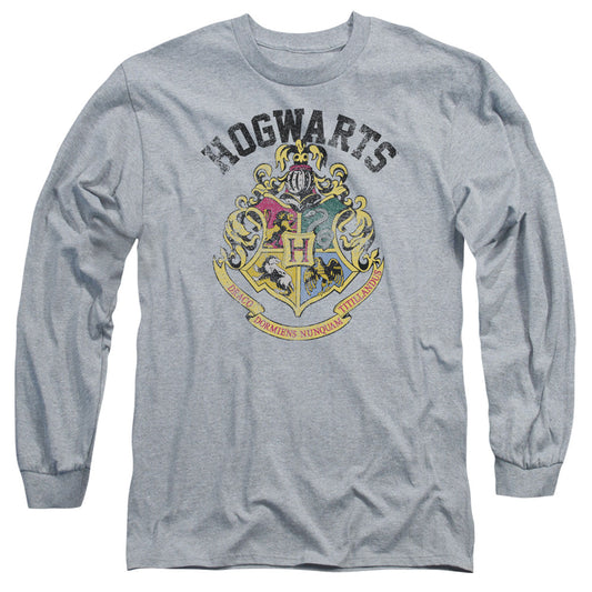 Harry Potter Hogwarts Crest Mens Long Sleeve Shirt Athletic Heather Officially Licensed