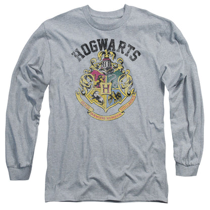 Harry Potter Hogwarts Crest Mens Long Sleeve Shirt Athletic Heather Officially Licensed
