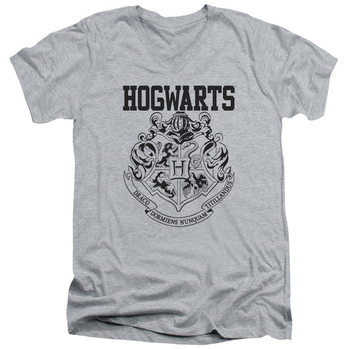 Harry Potter Hogwarts Athletic Mens Slim Fit V-Neck T Shirt Athletic Heather