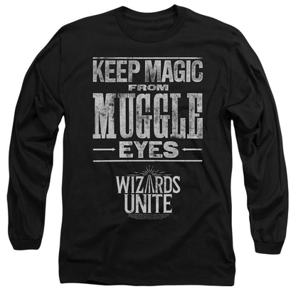 Harry Potter Wizards Unite Hidden Magic Mens Long Sleeve Shirt Black Officially Licensed