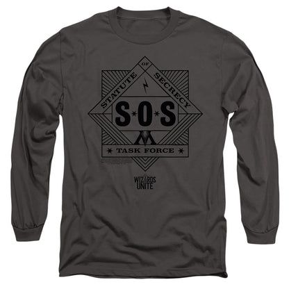 Harry Potter Wizards Unite Sos Task Force Mens Long Sleeve Shirt Charcoal Officially Licensed