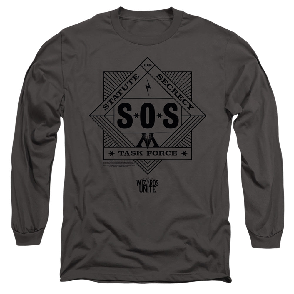 Harry Potter Wizards Unite Sos Task Force Mens Long Sleeve Shirt Charcoal Officially Licensed