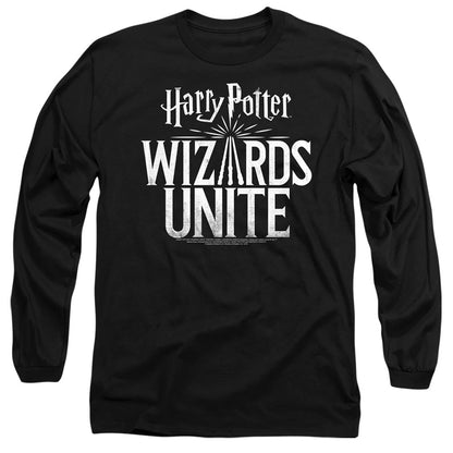 Harry Potter Wizards Unite Wizards Unite Logo Mens Long Sleeve Shirt Black Officially Licensed
