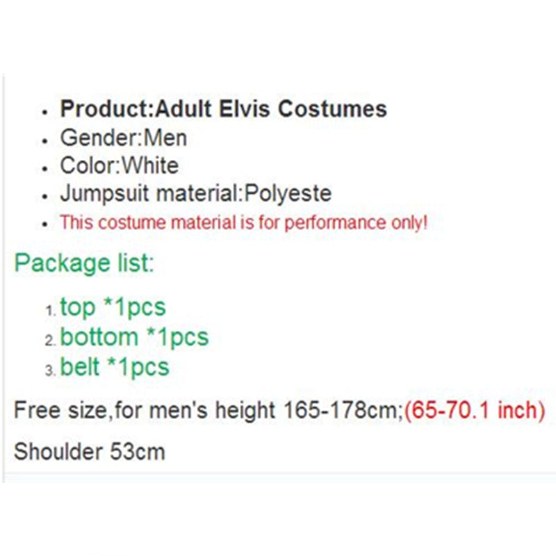 Vintage Elvis Cosplay Super Star Costume