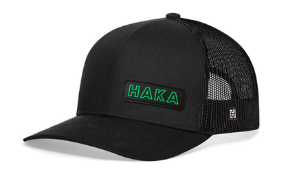 Haka Branded Trucker Haka Hat Black Rubber Patch Snapback