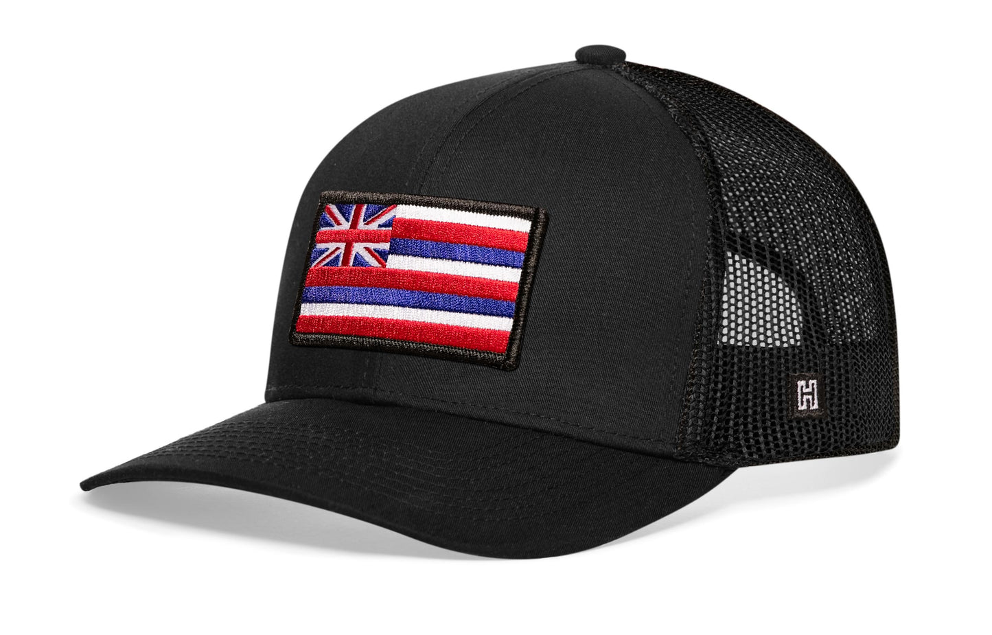 Hawaii Flag Trucker Haka Hat Black HI Snapback