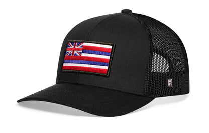 Hawaii Flag Trucker Haka Hat Black HI Snapback