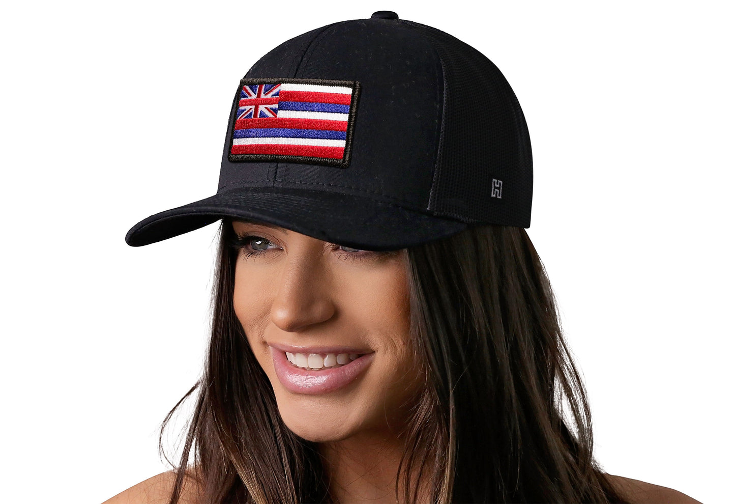 Hawaii Flag Trucker Haka Hat Black HI Snapback