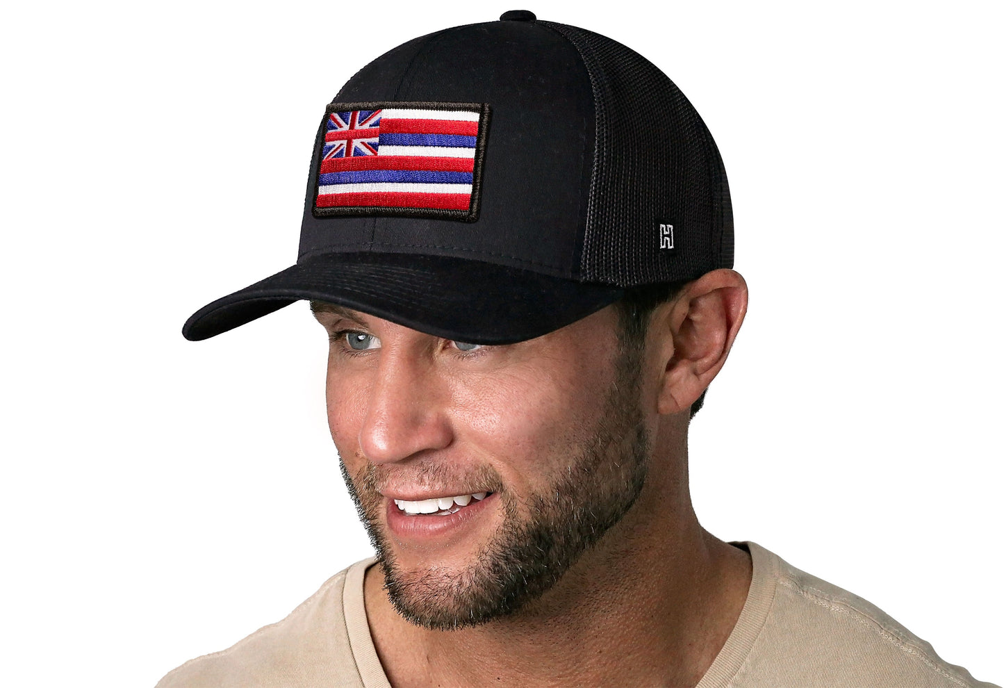 Hawaii Flag Trucker Haka Hat Black HI Snapback
