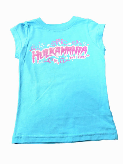 Hulk Hogan Glitter Hulkamania Girls Toddler Youth Kids T Shirt Blue