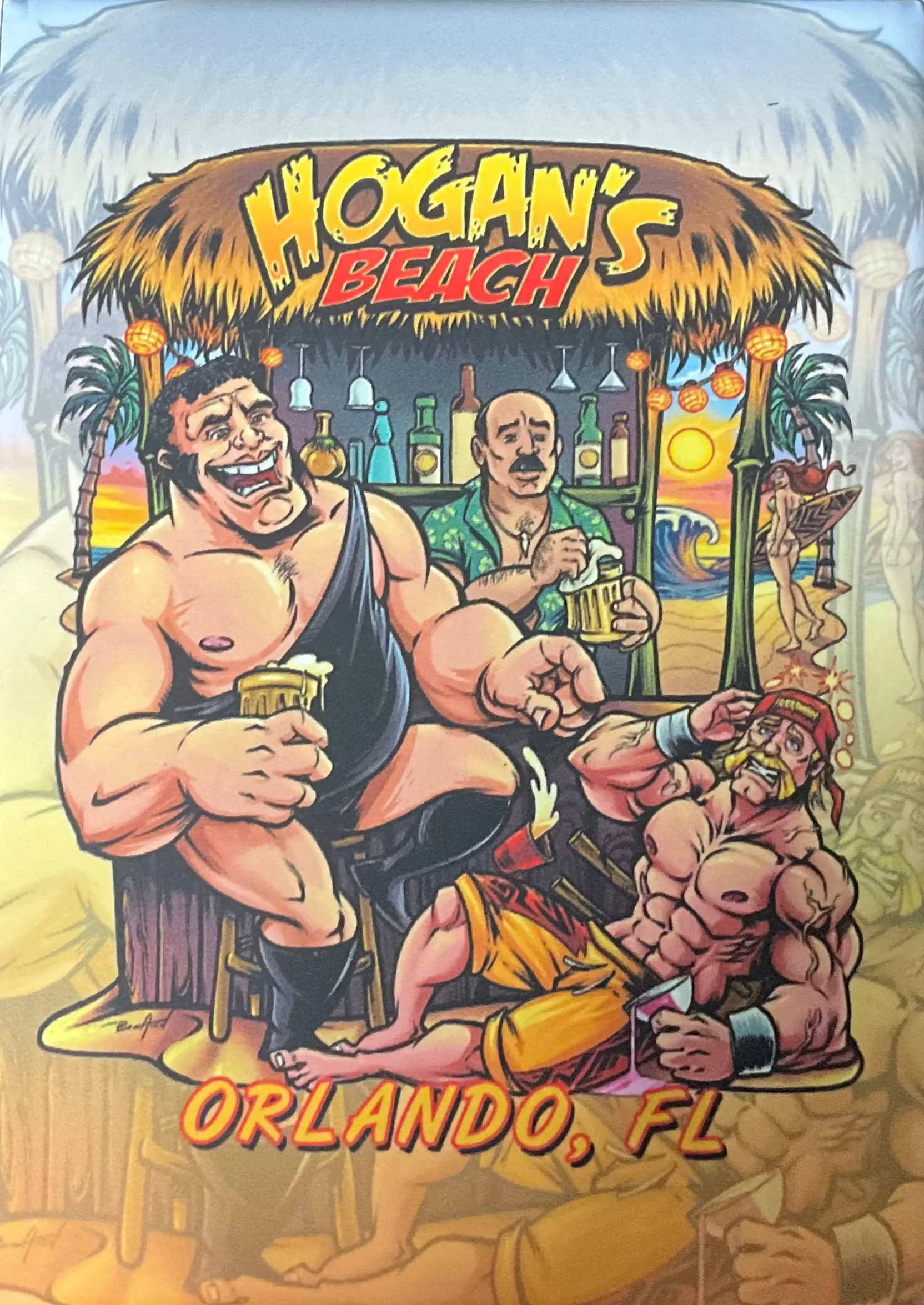 Hulk Hogan Andre The Giant Hogan's Beach Bar Flat Magnet Matte