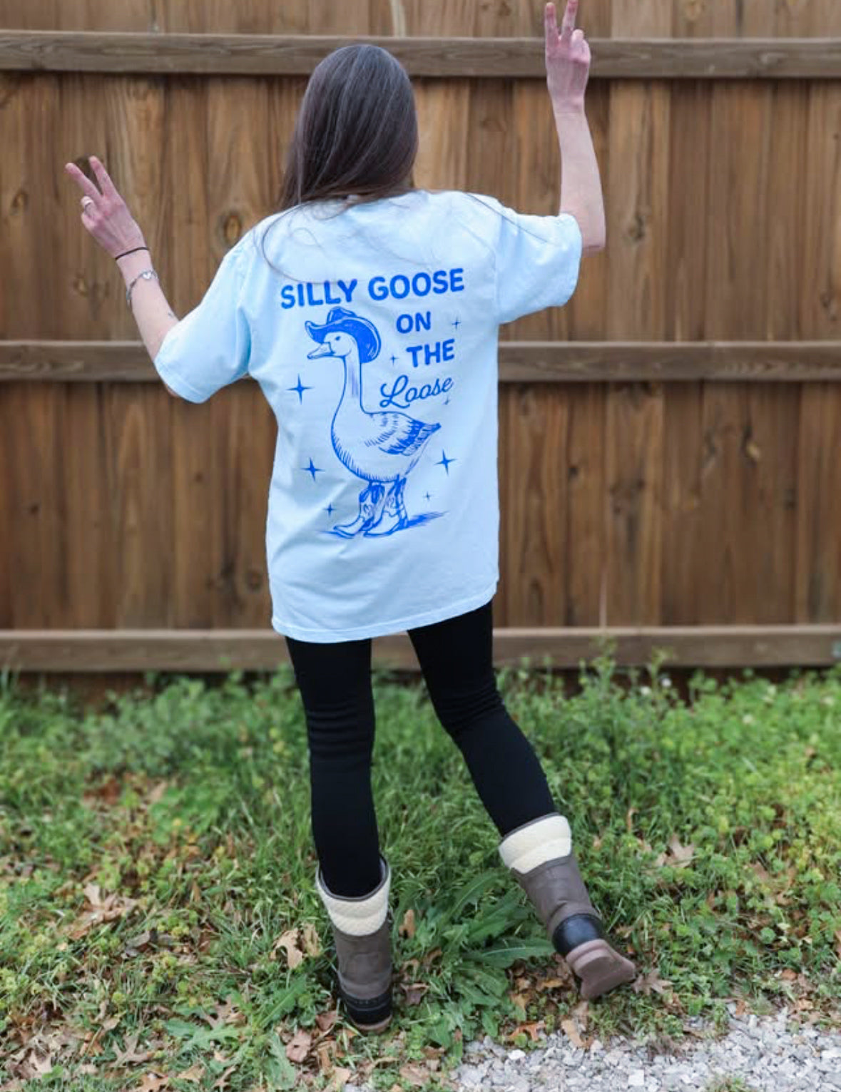 Silly Goose on the Loose Womens Graphic Tee T Shirt or Crewneck Sweatshirt