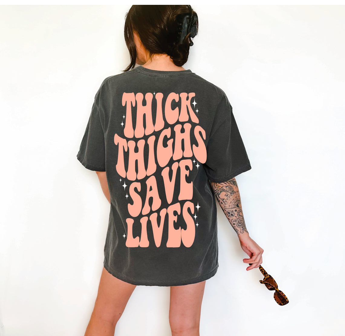 Thick Thighs Save Lives Graphic Tee Womens T Shirt Black