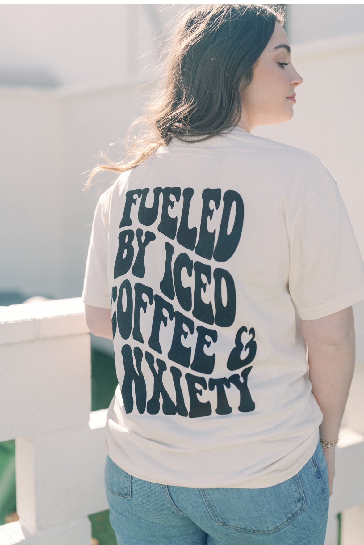 Fueled By Iced Coffee and Anxiety Graphic Tee Womens T Shirt or Sweatshirt Hoodie