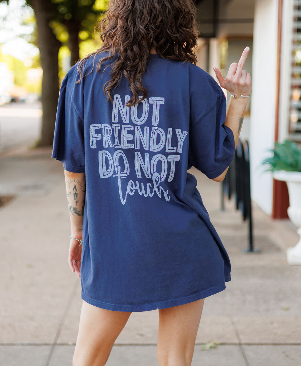 Not Friendly Do Not Touch T Shirt Navy Blue