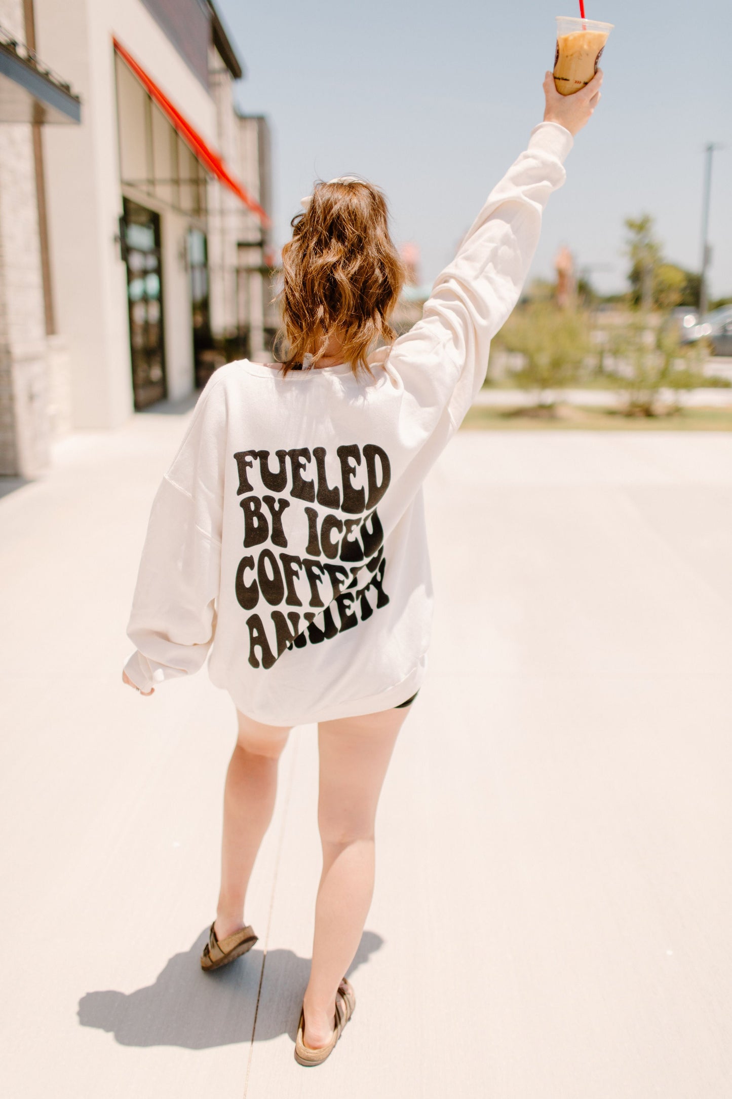Fueled By Iced Coffee and Anxiety Graphic Tee Womens T Shirt or Sweatshirt Hoodie