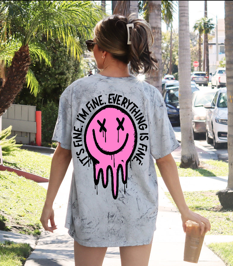 It's Fine Everything Is Fine Smiley Graphic Womens T Shirt