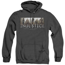Load image into Gallery viewer, Injustice Gods Among Us Logo Heather Mens Hoodie Black
