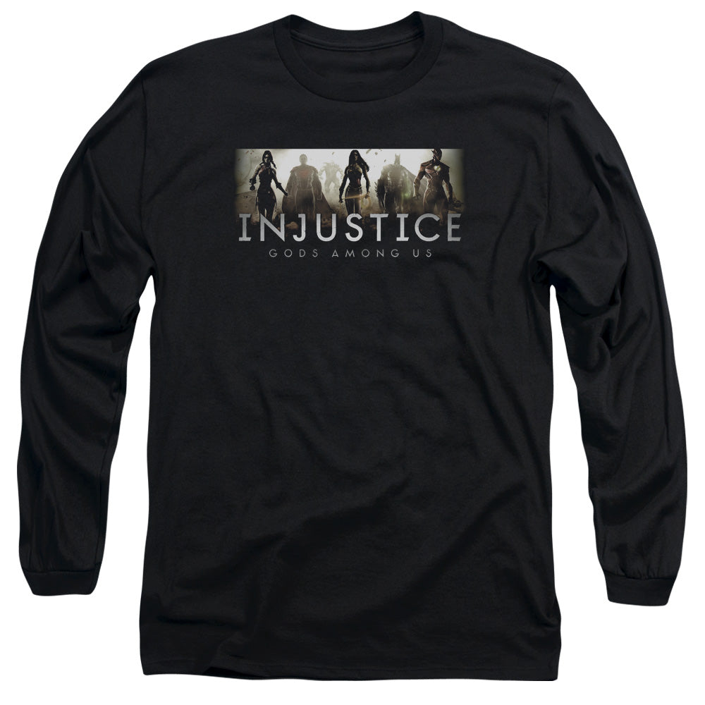 Injustice Gods Among Us Logo Mens Long Sleeve Shirt Black Officially Licensed
