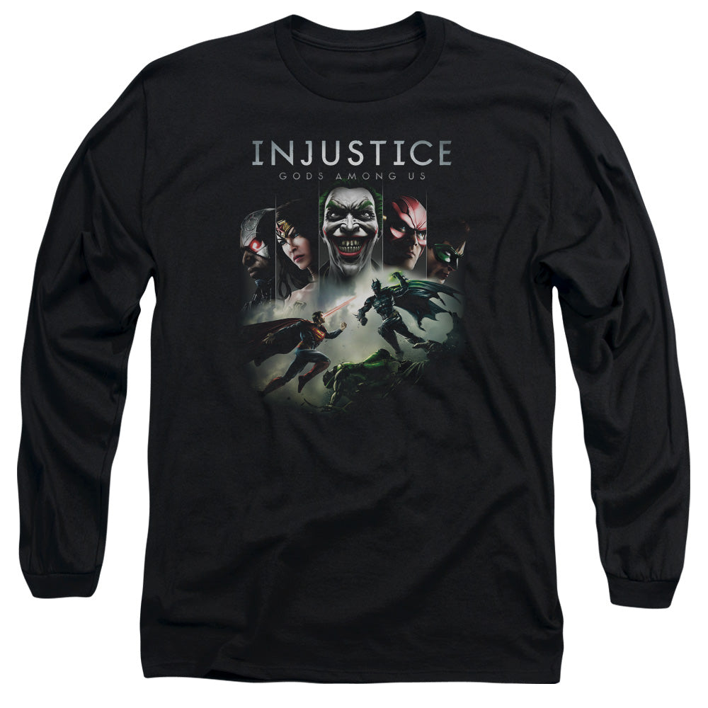Injustice Gods Among Us Key Art Mens Long Sleeve Shirt Black Officially Licensed