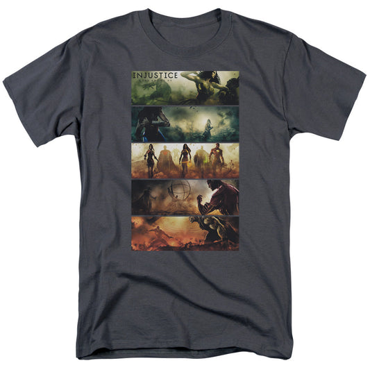 Injustice Gods Among Us Panels Mens T Shirt Charcoal