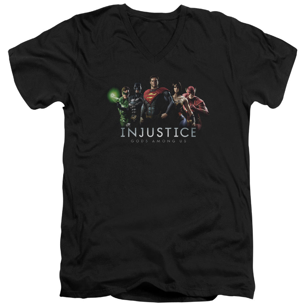 Injustice Gods Among Us Injustice League Mens Slim Fit V-Neck T Shirt Black